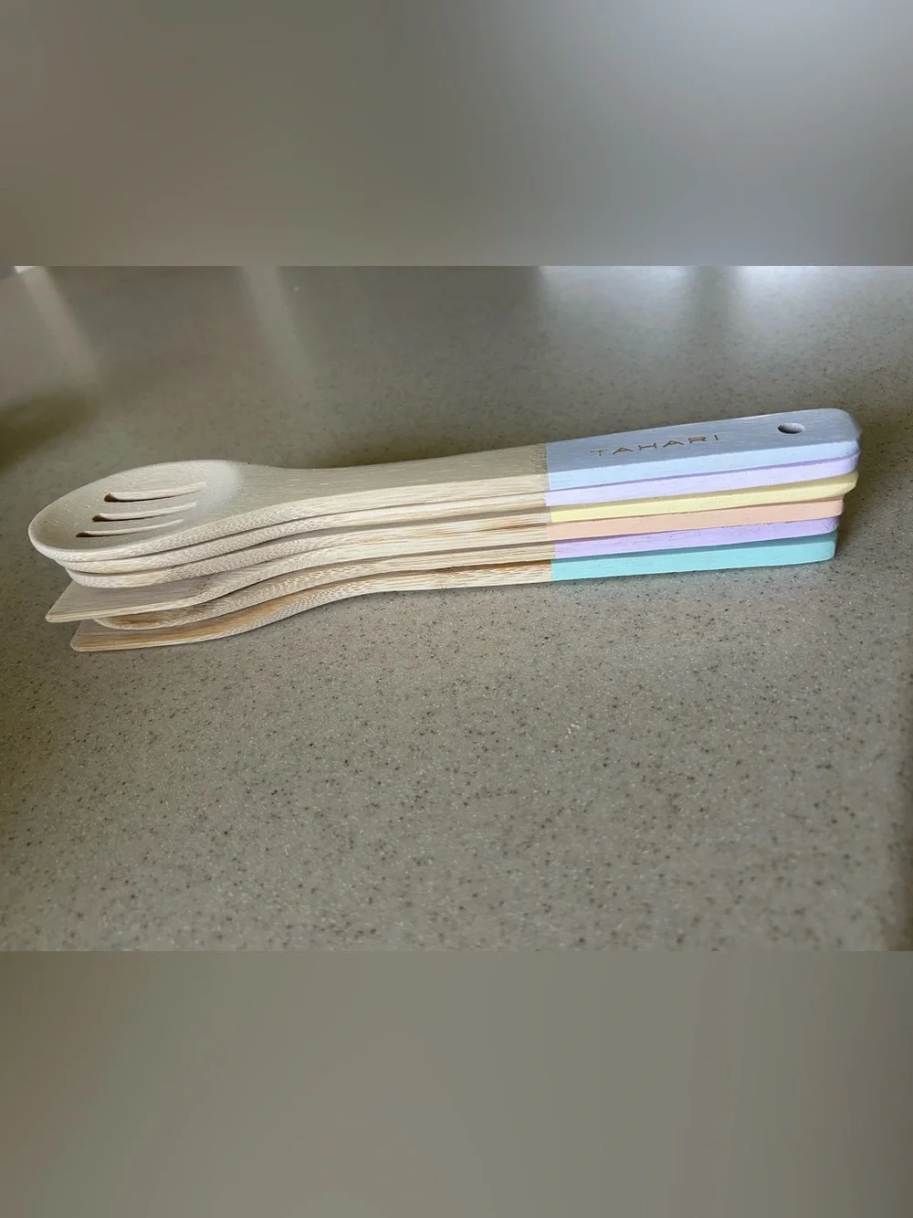 New Tahari Bamboo Utensil Set with Pastel Handles